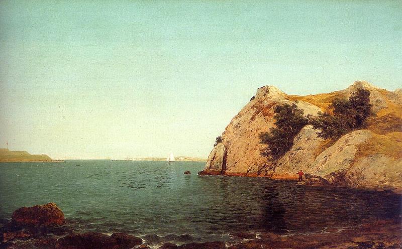 John Kensett Beacon Rock at Newport Harbor oil painting picture